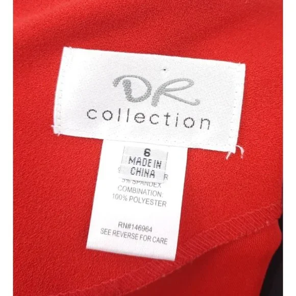 VTG 90s DR Collection Solid Red Shear Pleated Balloon Sleeve Dress Size 8 - Picture 7 of 10